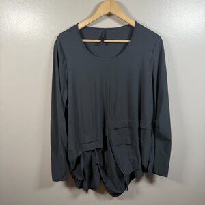 Porto San Francisco Asymmetrical Jersey Tunic Top Size 3 Large Gray Lagenlook